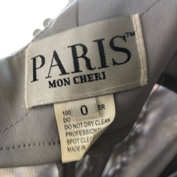 Mon Cheri Silver Sequined Prom Dress - Picture 8 of 10